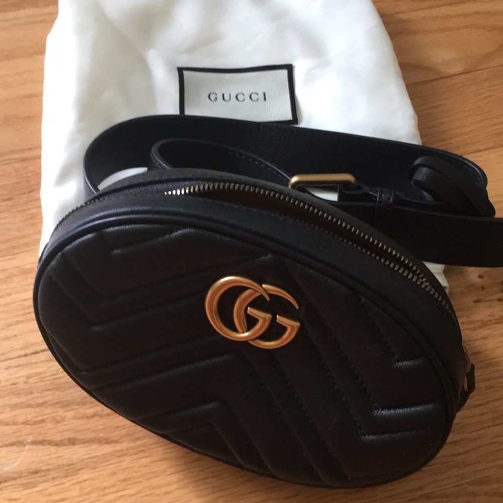 NWOT G ucci belt bag black GG